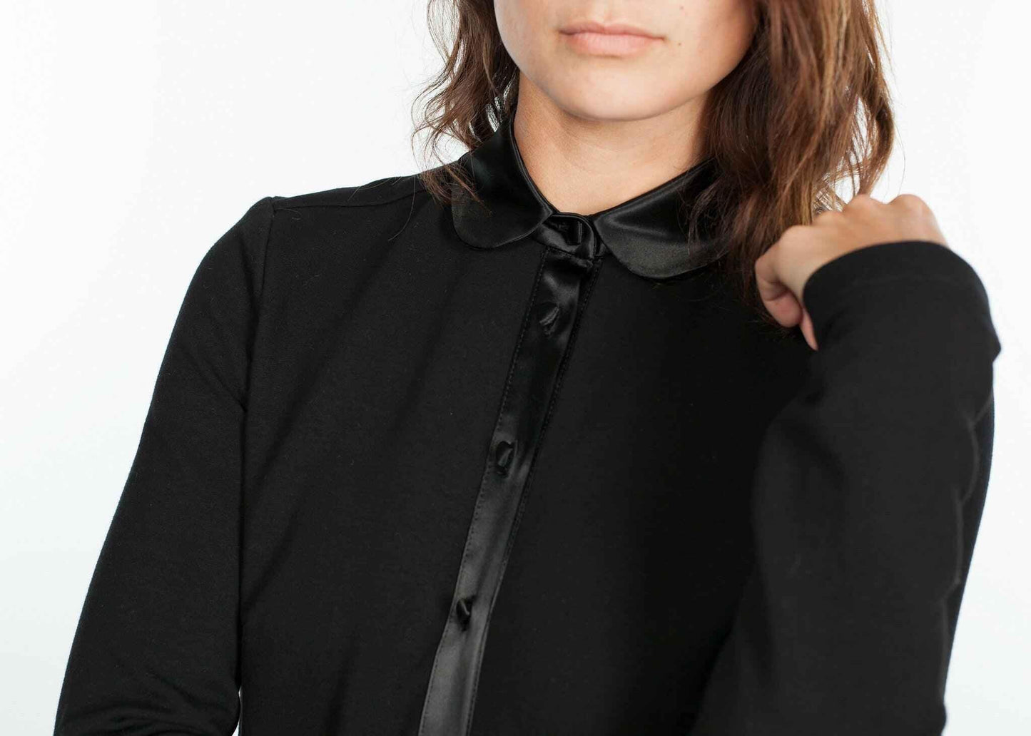 Fleece Jersey Dress in Black.