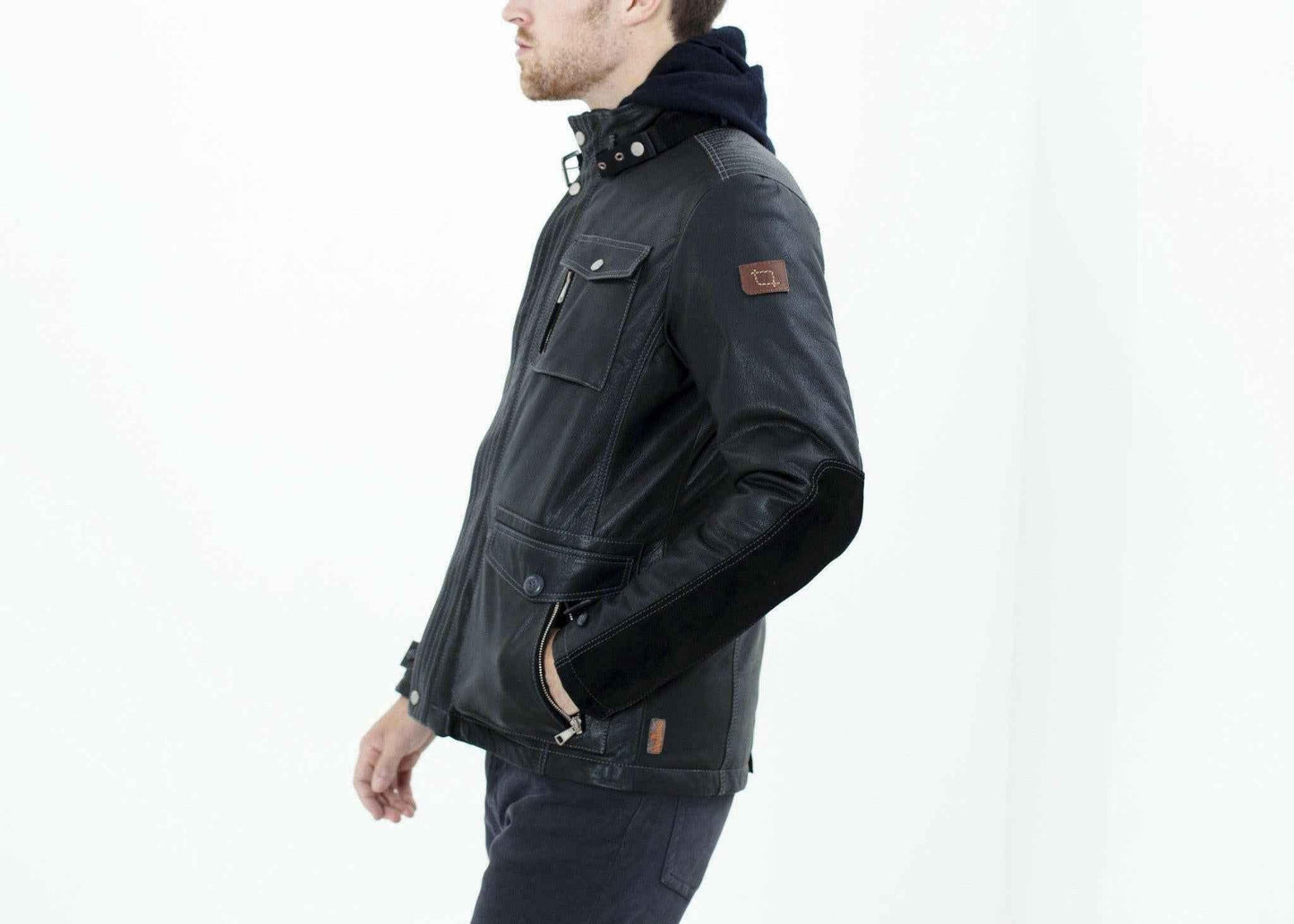 Prince Leather Field Jacket in Meteor.
