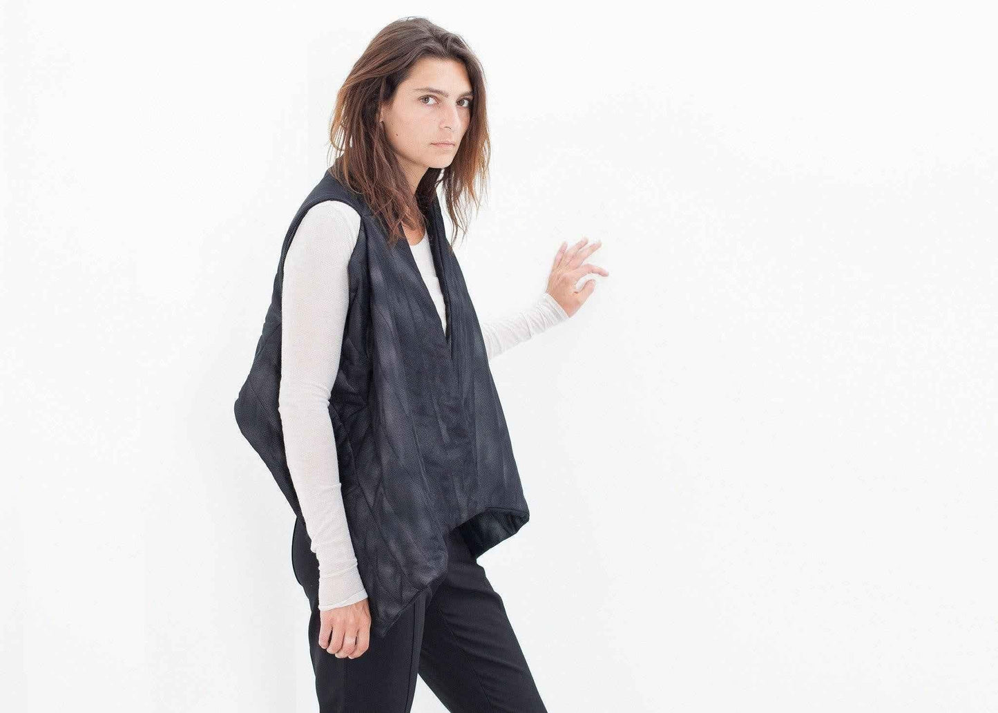 Quilted Mesh Waistcoat in Black/White.