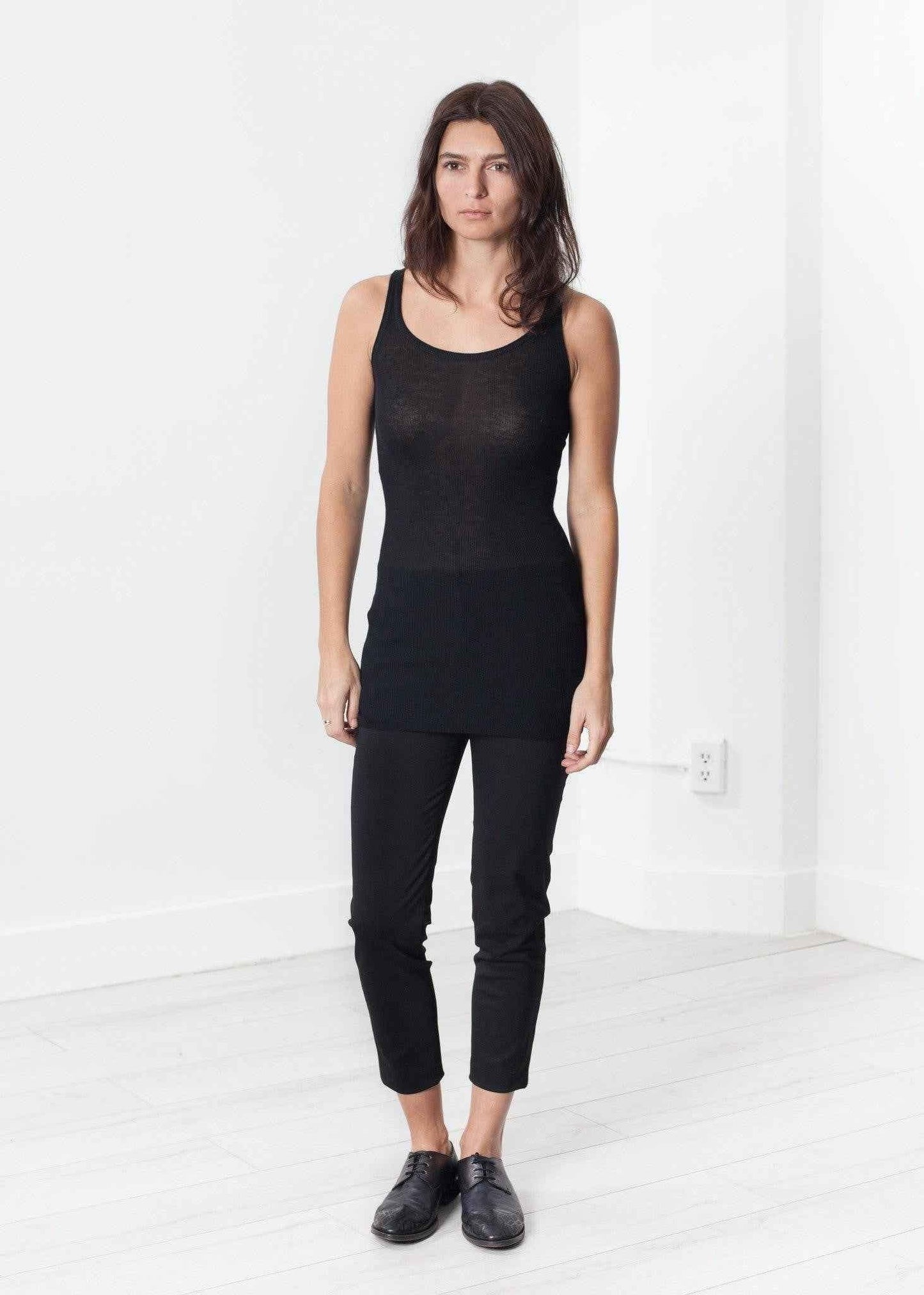Easy Ribbed Tank in Black.