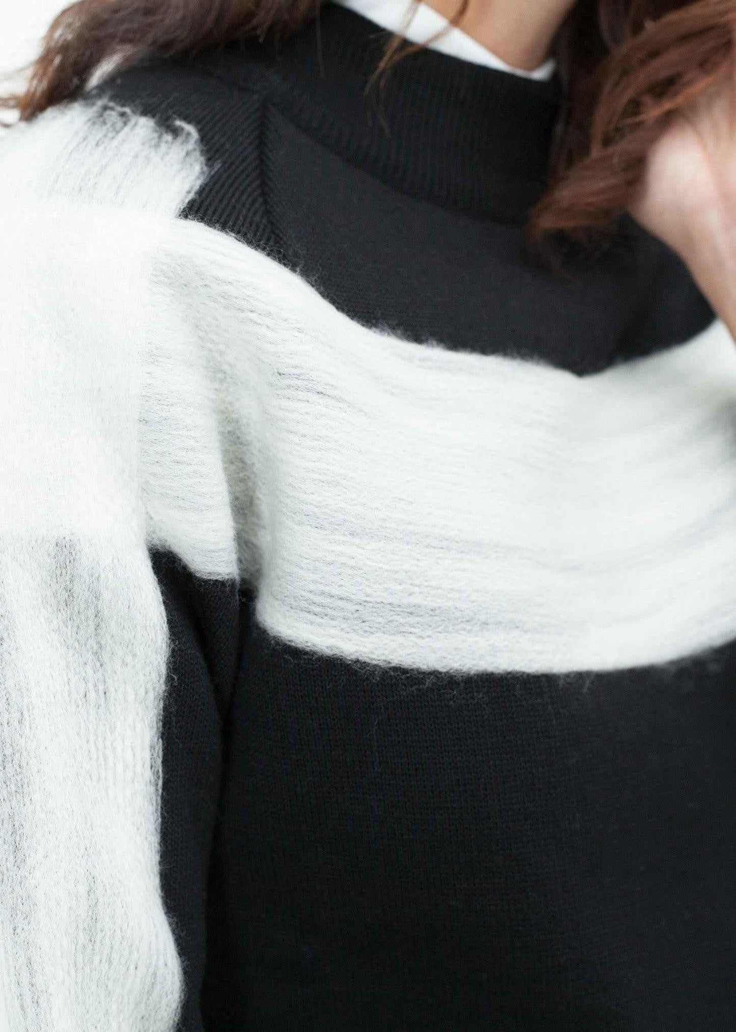 Contrast Felted Sweater in Black.