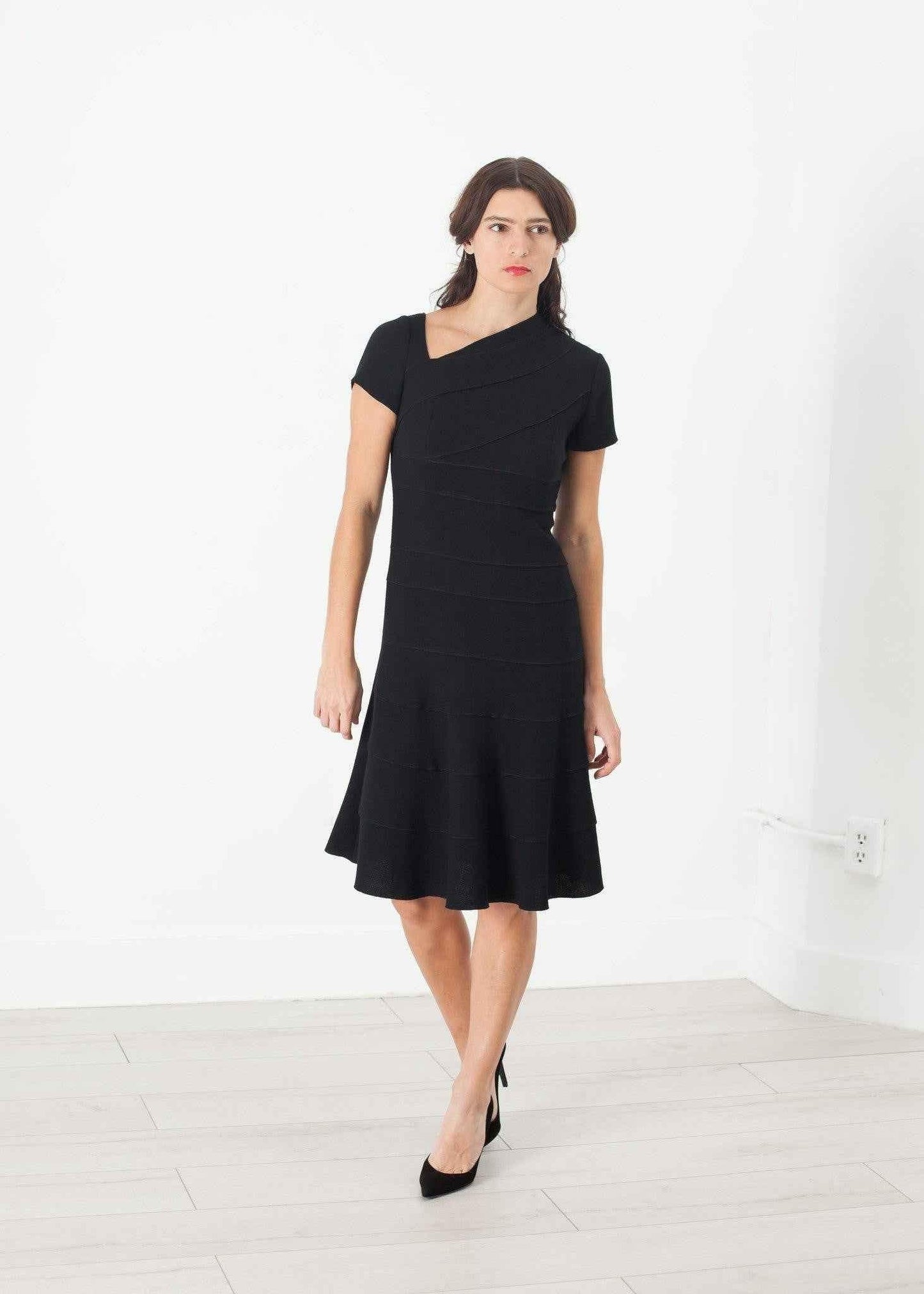 Lined Silhouette Dress in Black.