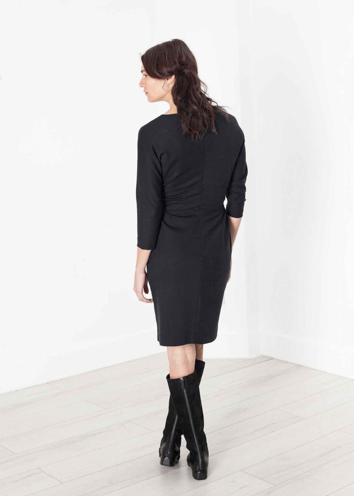 Tie Waist Dress in Black.