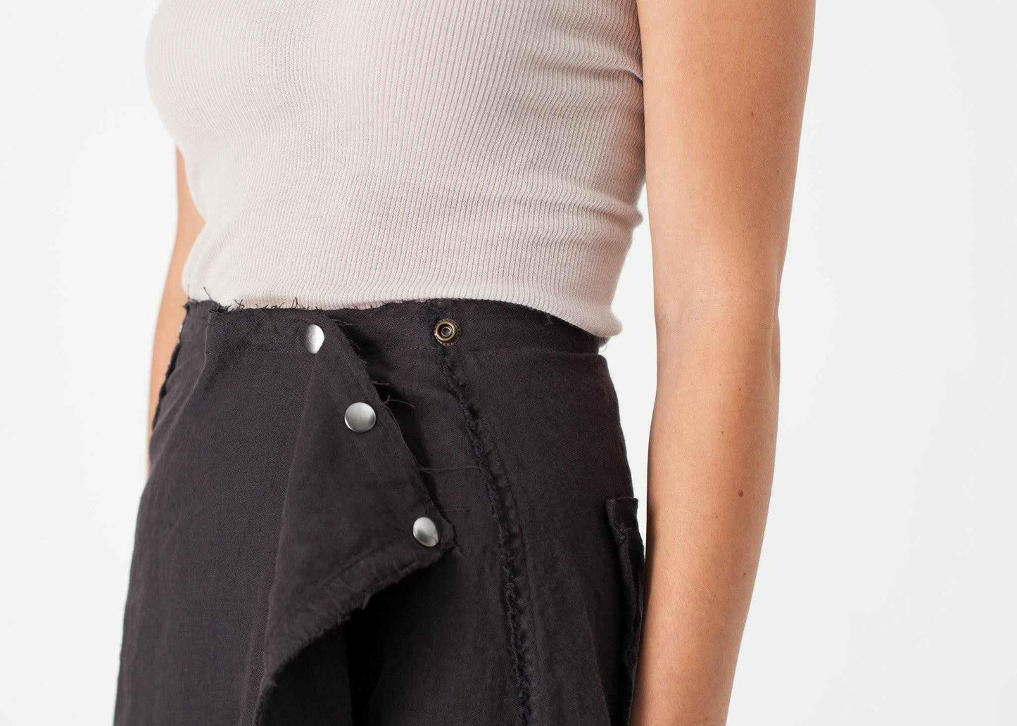 Wrap Snap Skirt in Black.