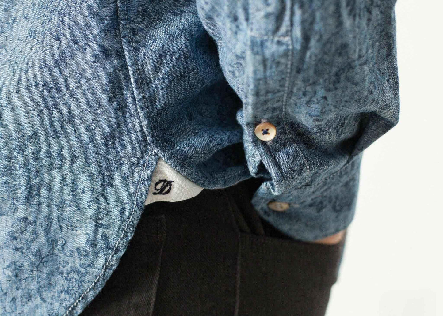 Floral Button-Up in Blue.