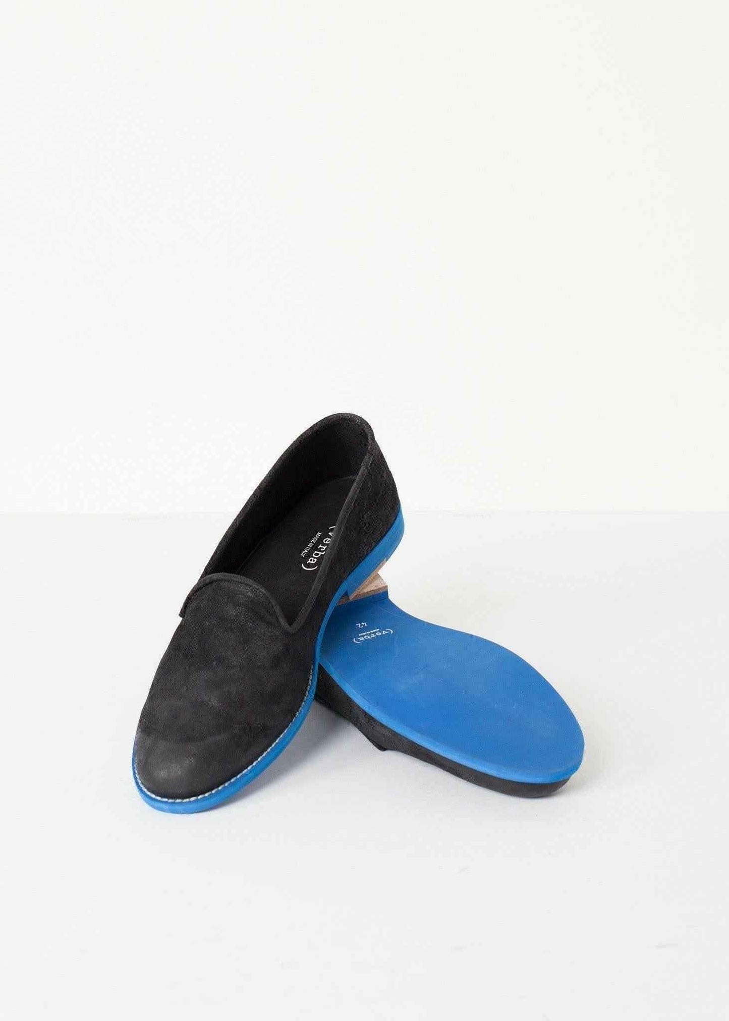 Suede Loafers - Black/Blue.