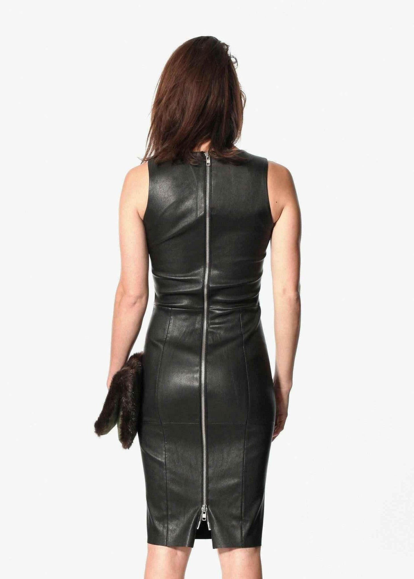 Iranta Leather Dress in Black.