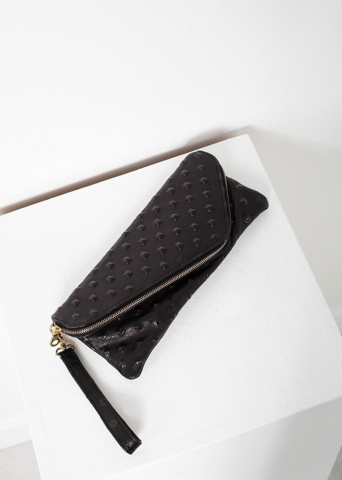 Roxanne Leather Clutch in Black.