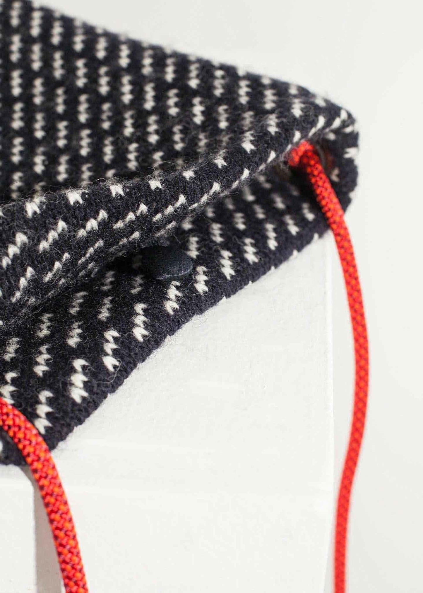 Wool Shoulder Pouch in Black/White.