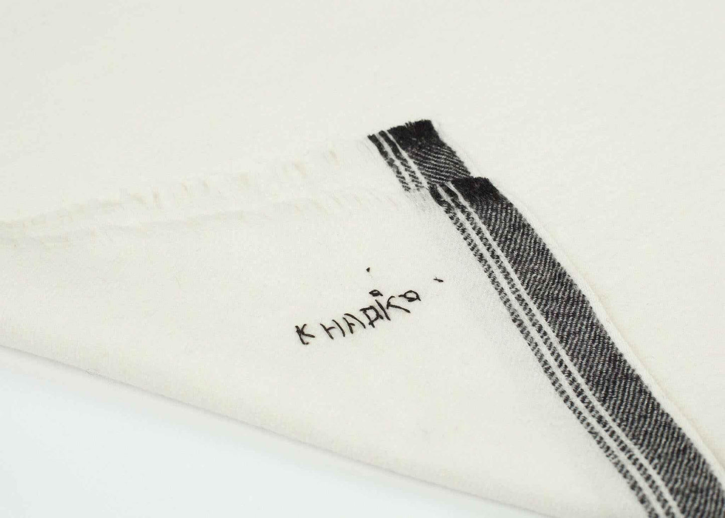 Edged Wool Scarf in Off White.
