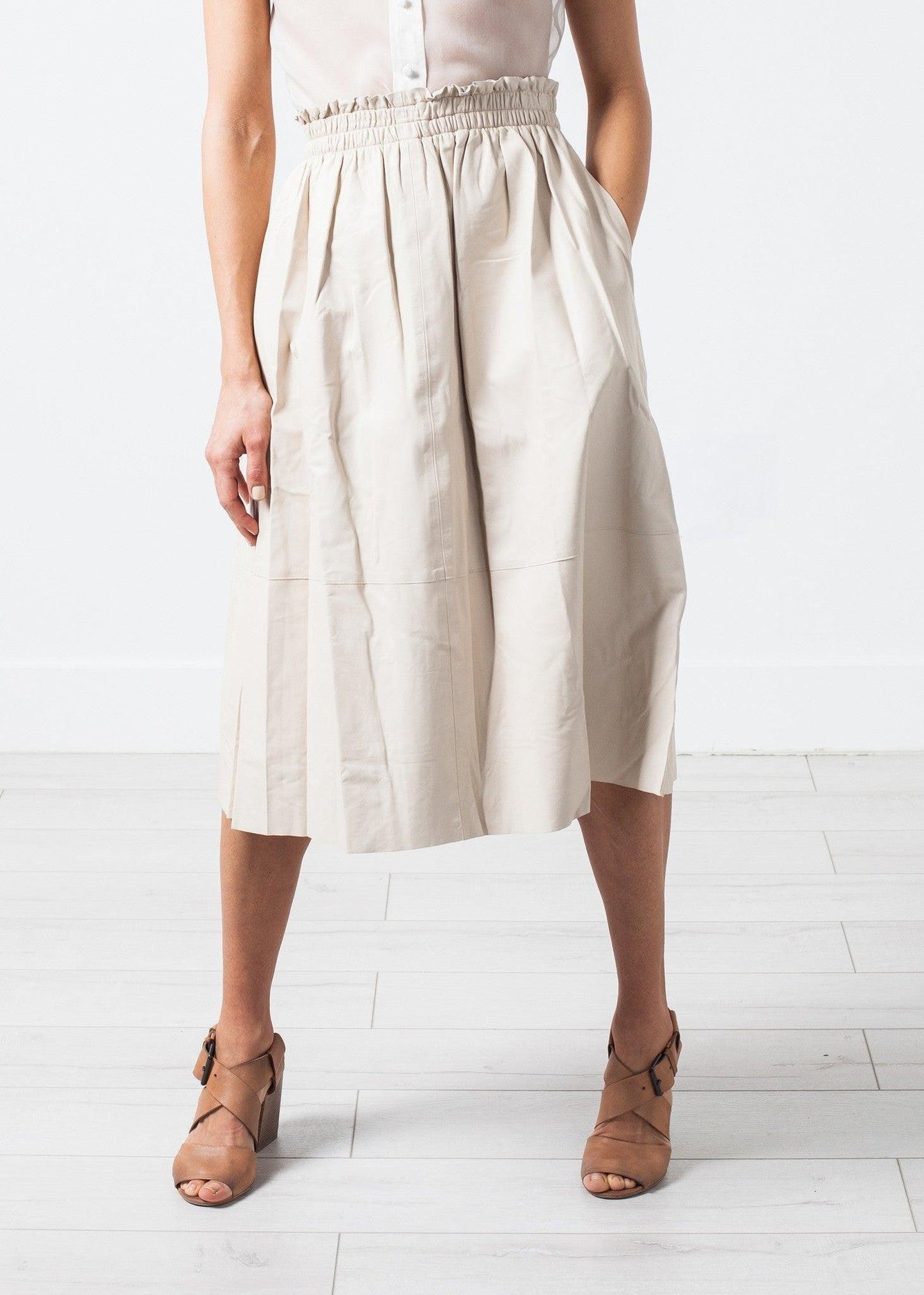 Eulera Leather Skirt in Cream.