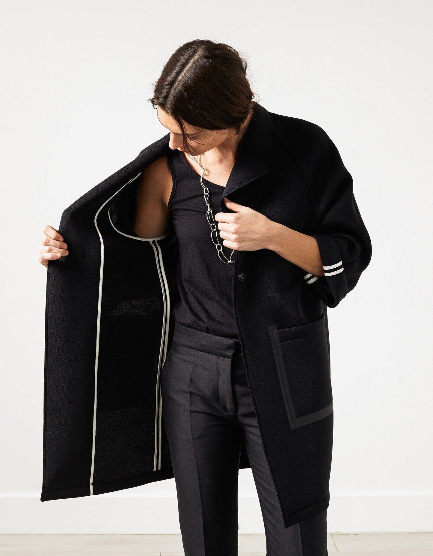 Neoprene Flower Coat in Black.