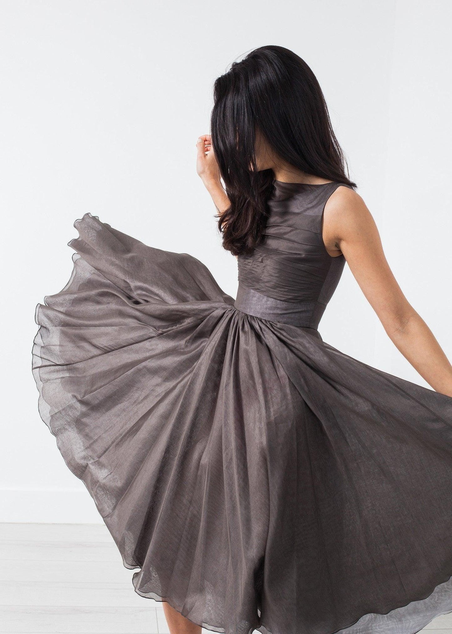 Voile Dress in Grey Pearl.