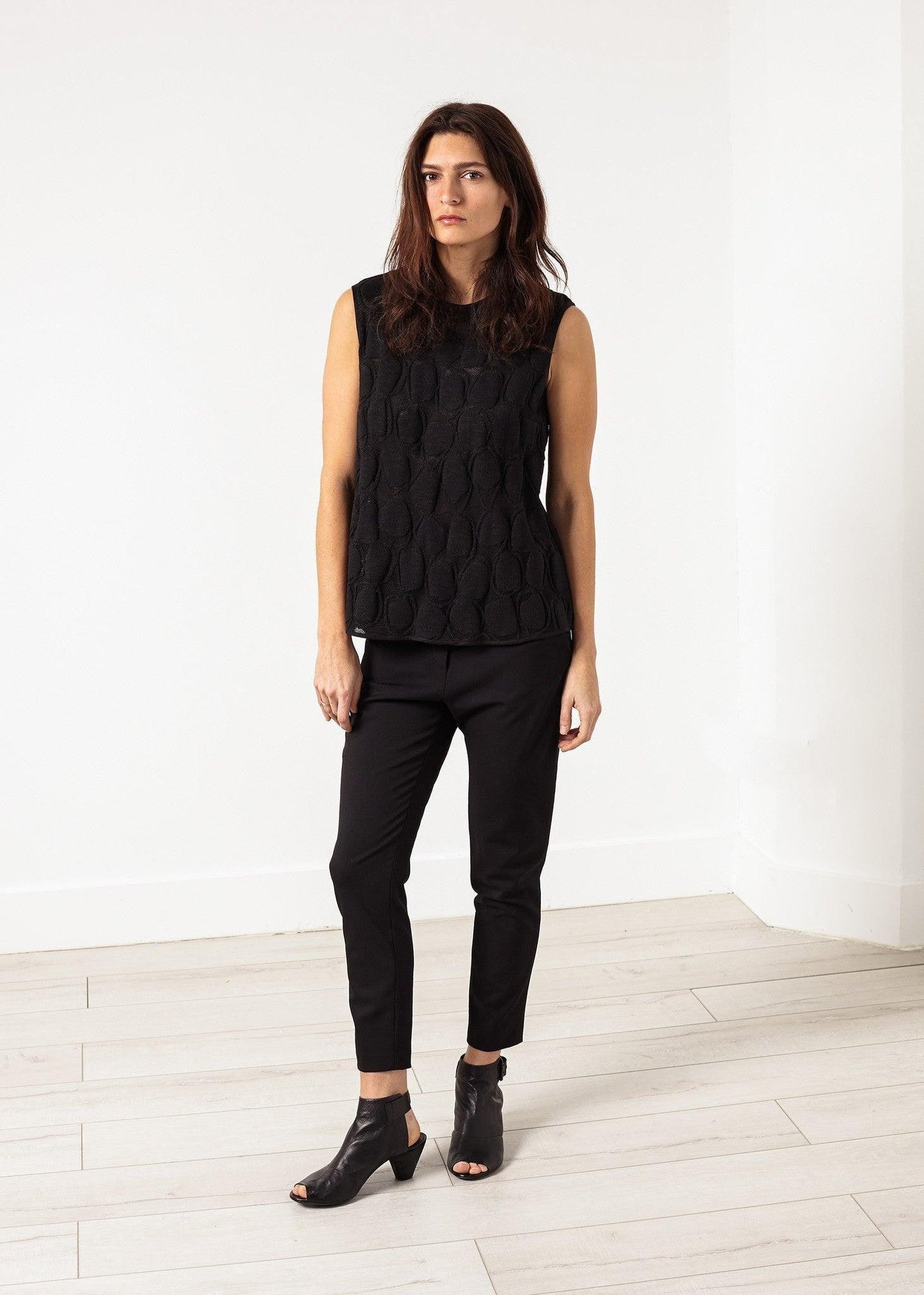 Zip Back Circle Blouse in Black.