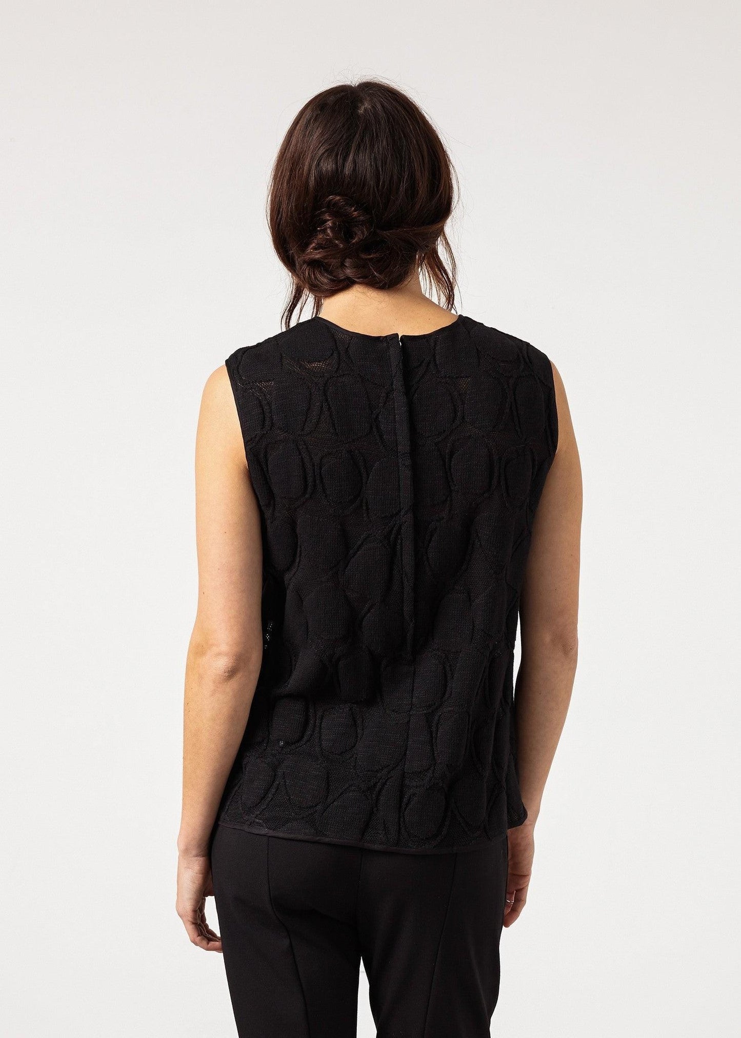 Zip Back Circle Blouse in Black.