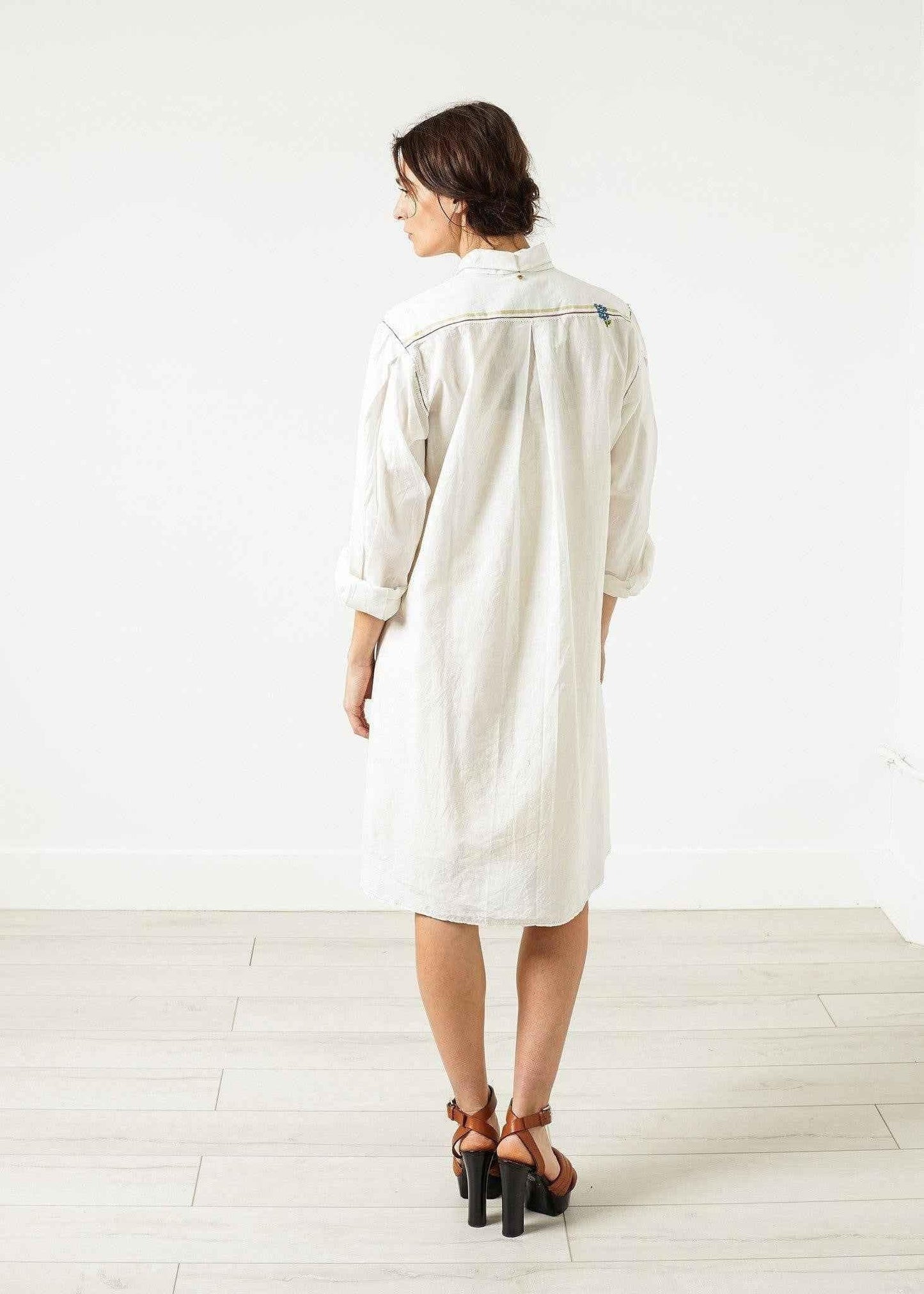 Pleated Sleeve Tunic in White.