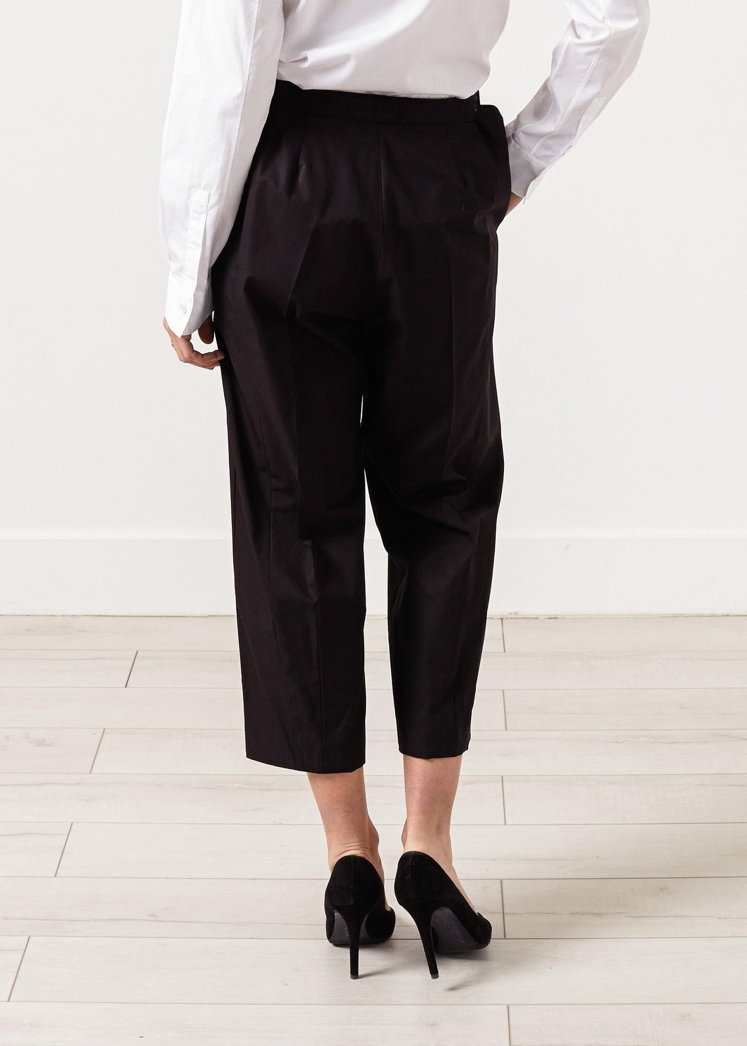 Wide Cropped Trouser in Black.