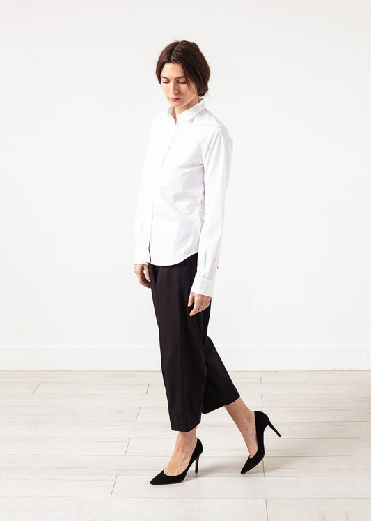 Wide Cropped Trouser in Black.