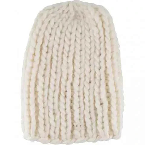 Chunky knit white beanie hat, soft winter accessory, cozy thick yarn design