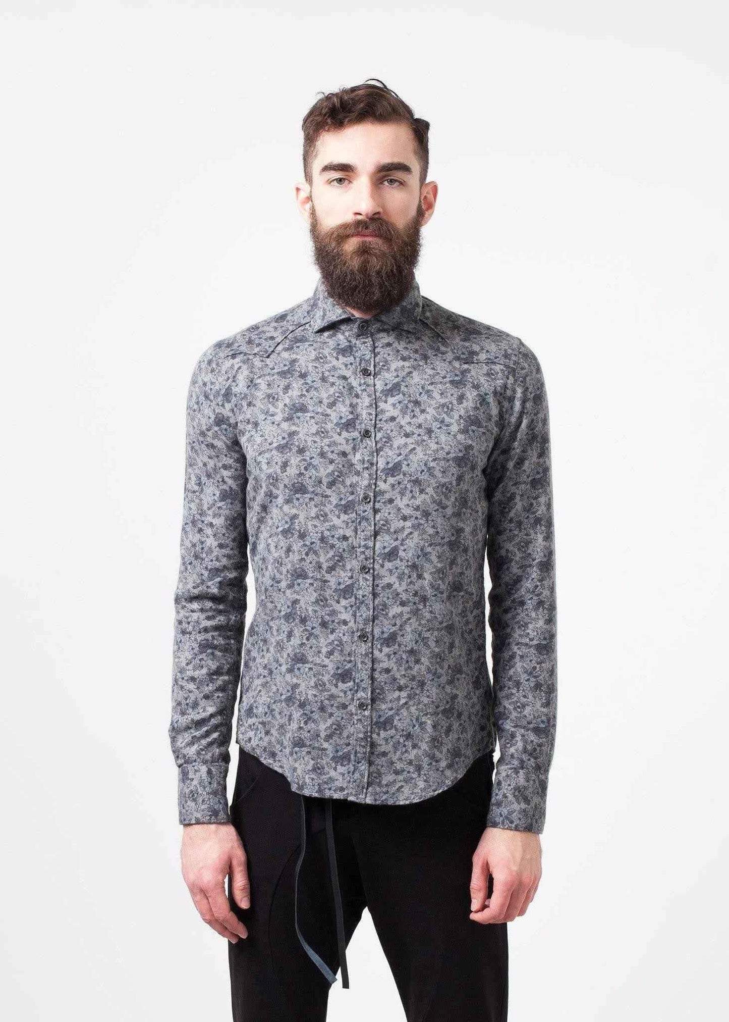 Western Arkansas Button-Up in Grey Floral.