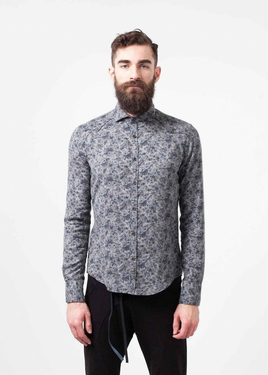 Western Arkansas Button-Up in Grey Floral.