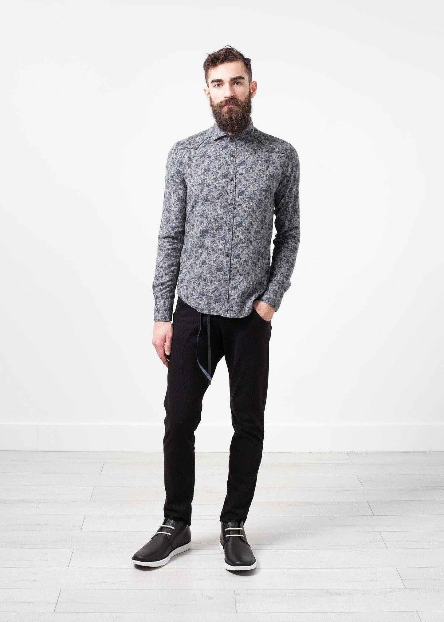 Western Arkansas Button-Up in Grey Floral.