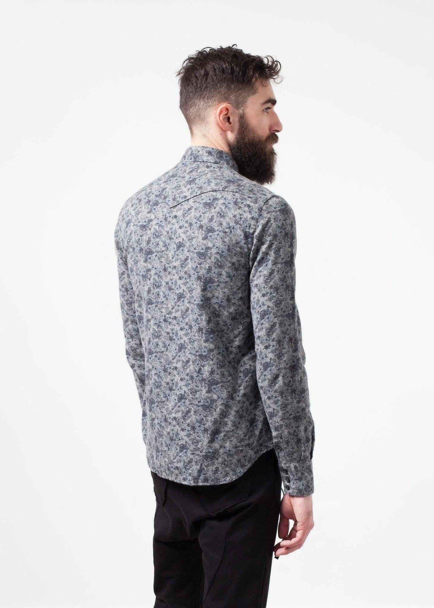 Western Arkansas Button-Up in Grey Floral.