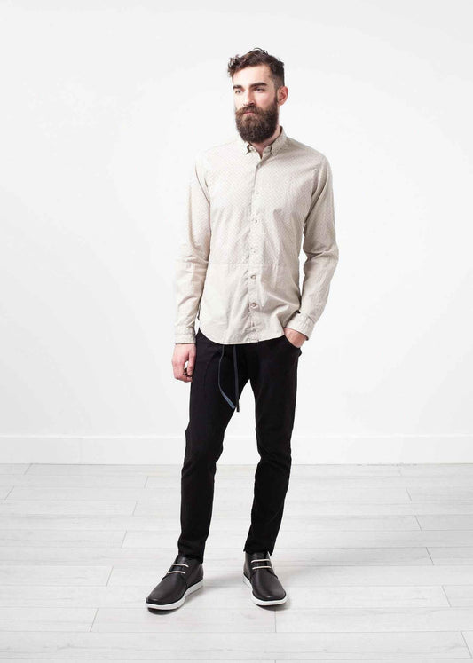 Patterned Button Up in Beige.