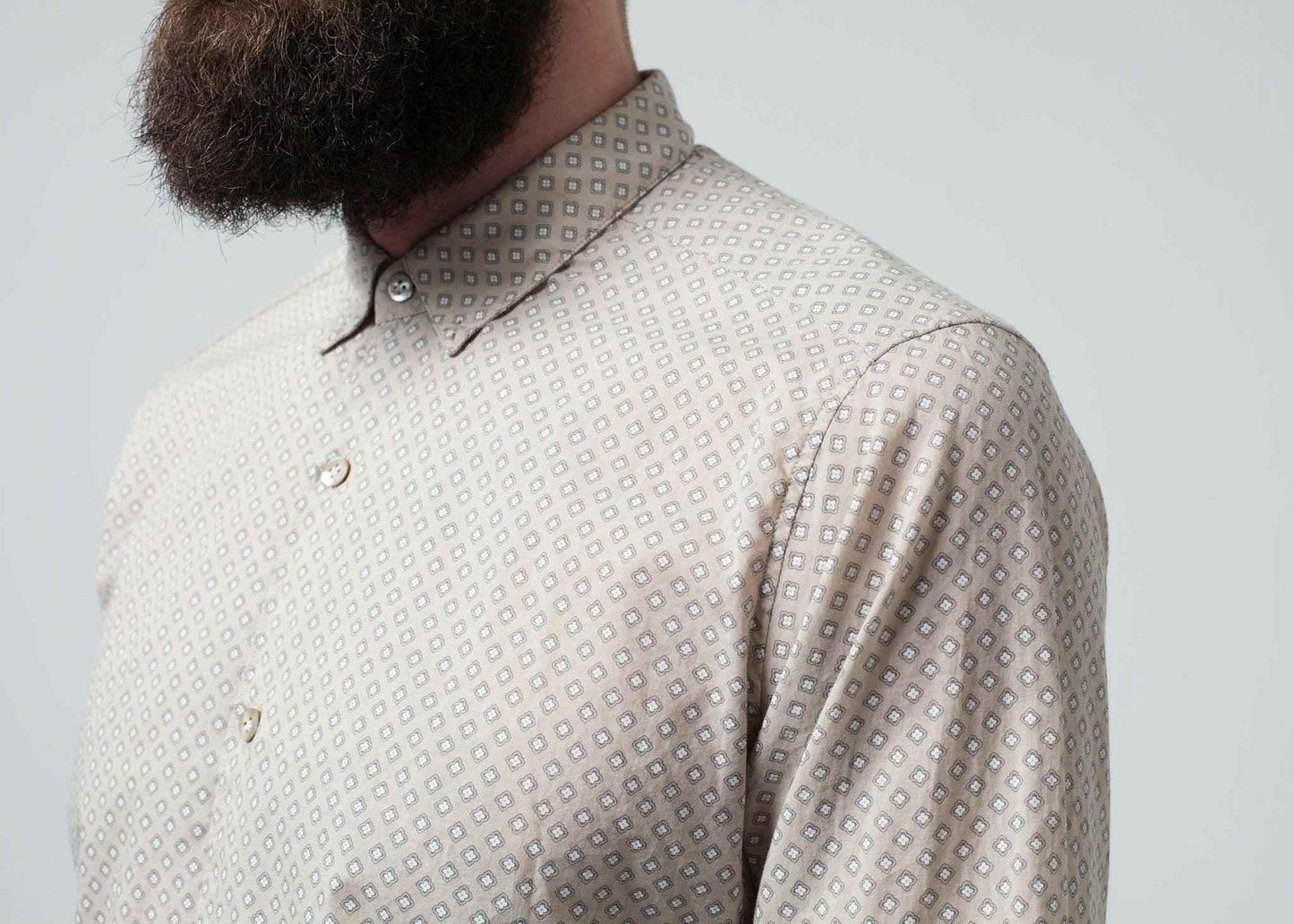 Patterned Button Up in Beige.