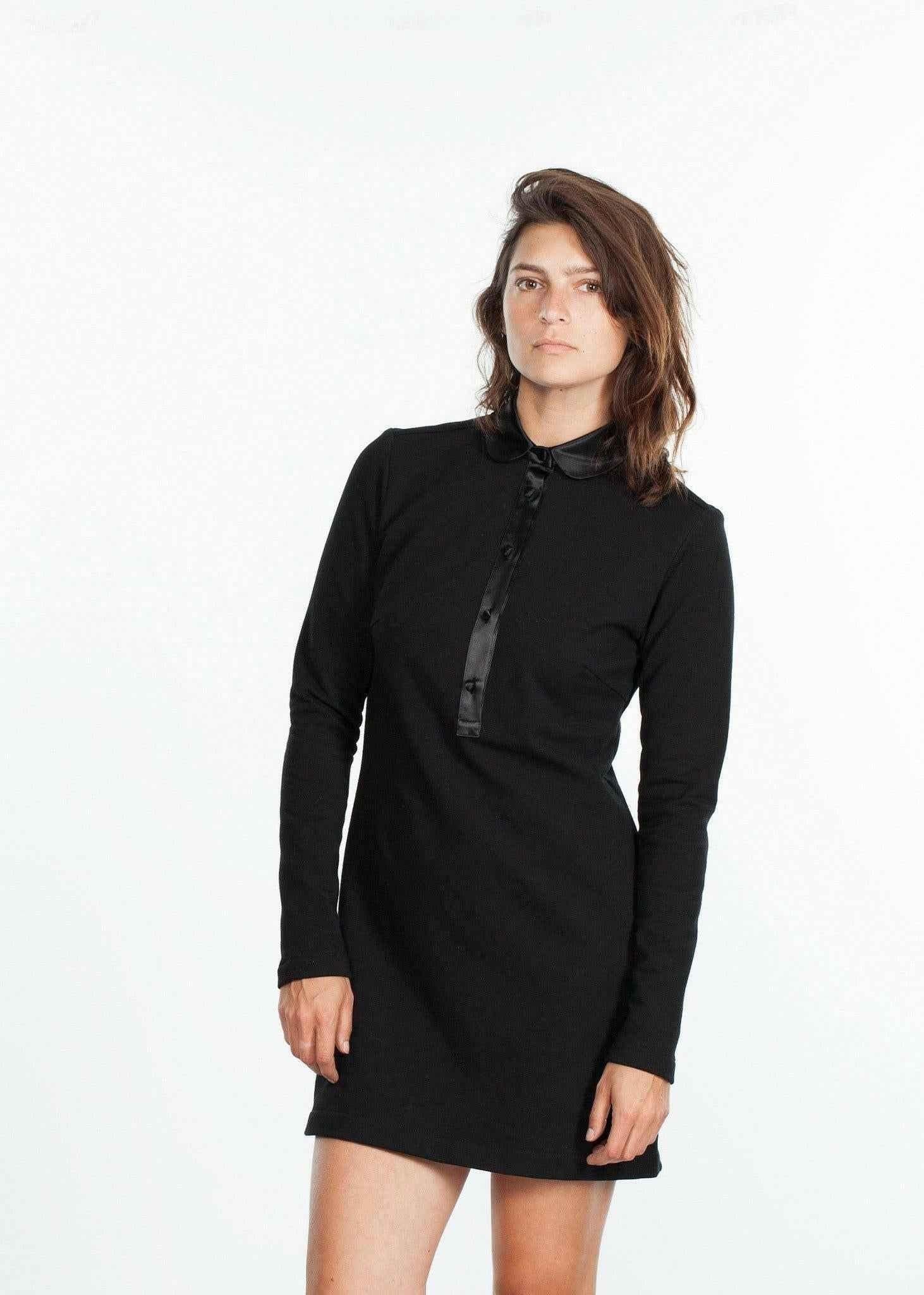 Fleece Jersey Dress in Black.