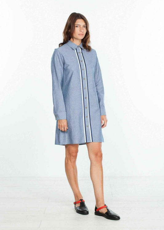 Chambray Shirtdress in Blue.