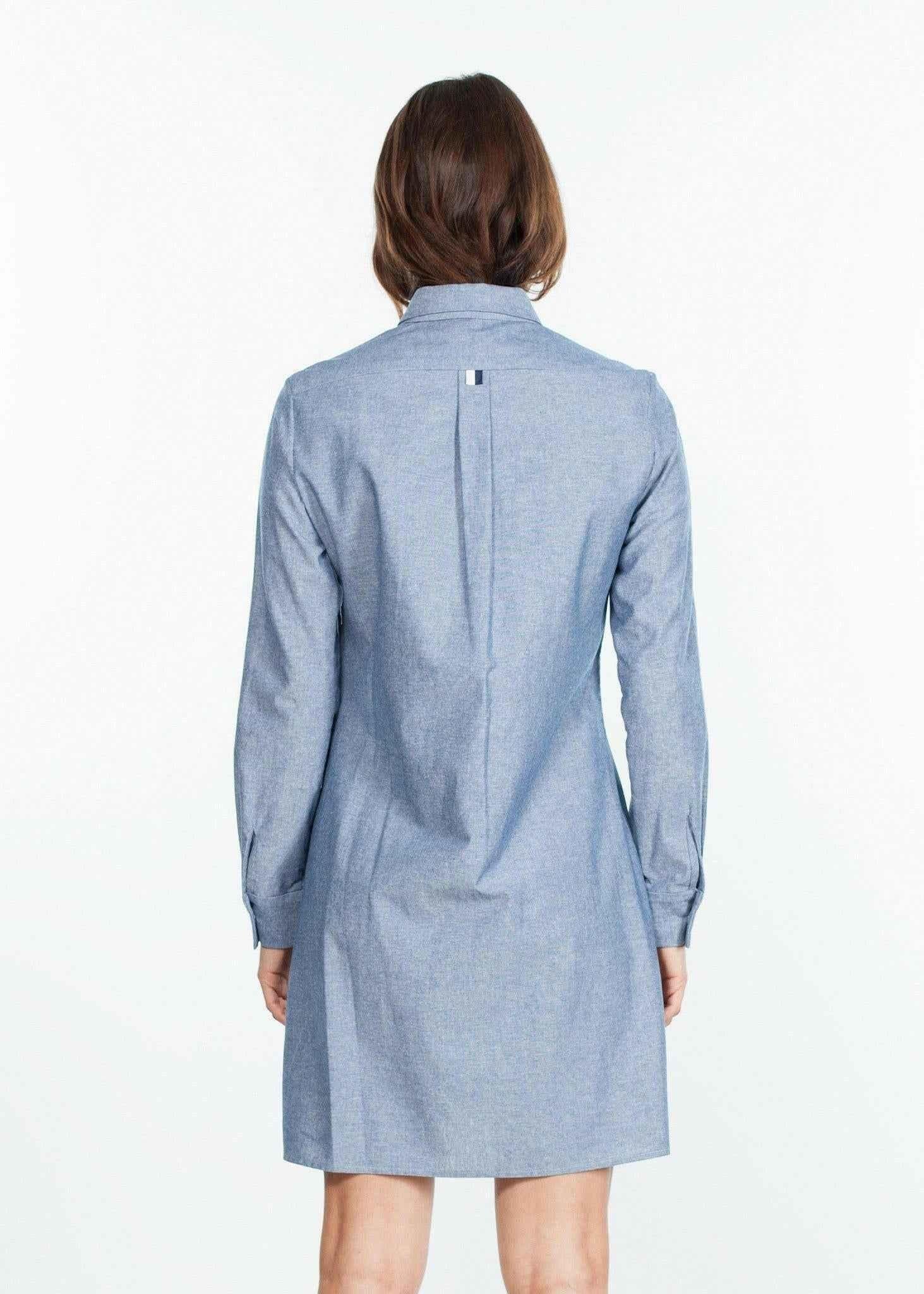 Chambray Shirtdress in Blue.