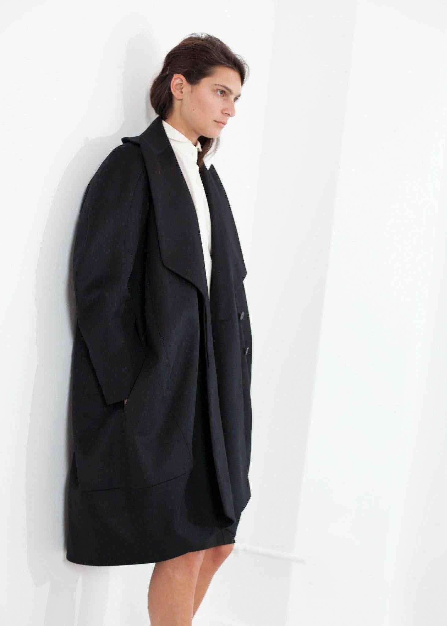 Shahmeena Cocoon Coat in Black.