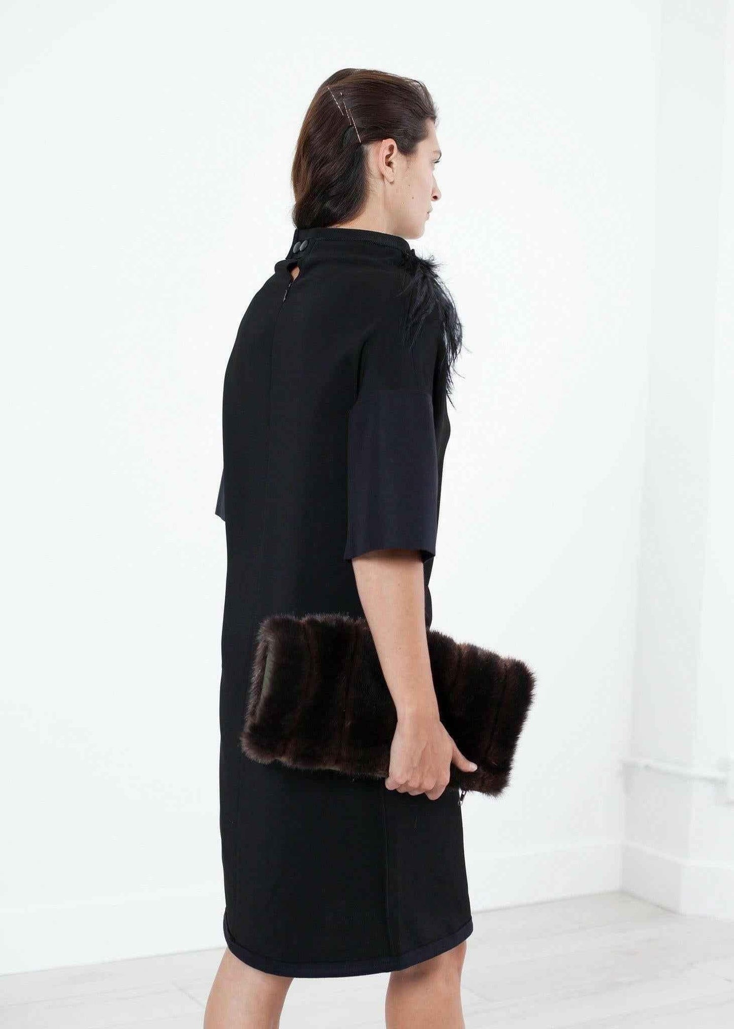Ostrich Plume Dress in Black.