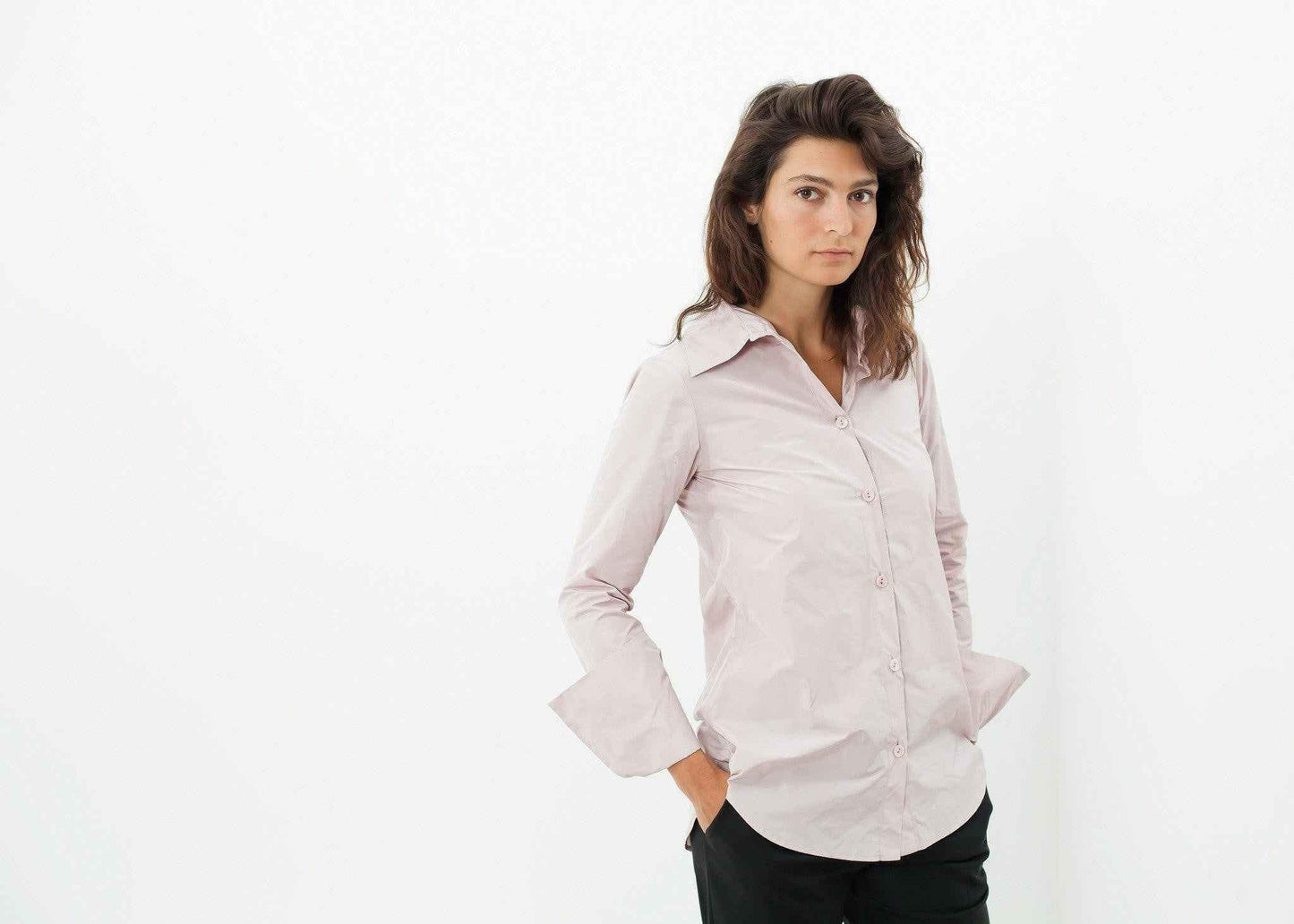 Pointed Collar Blouse in Rose.
