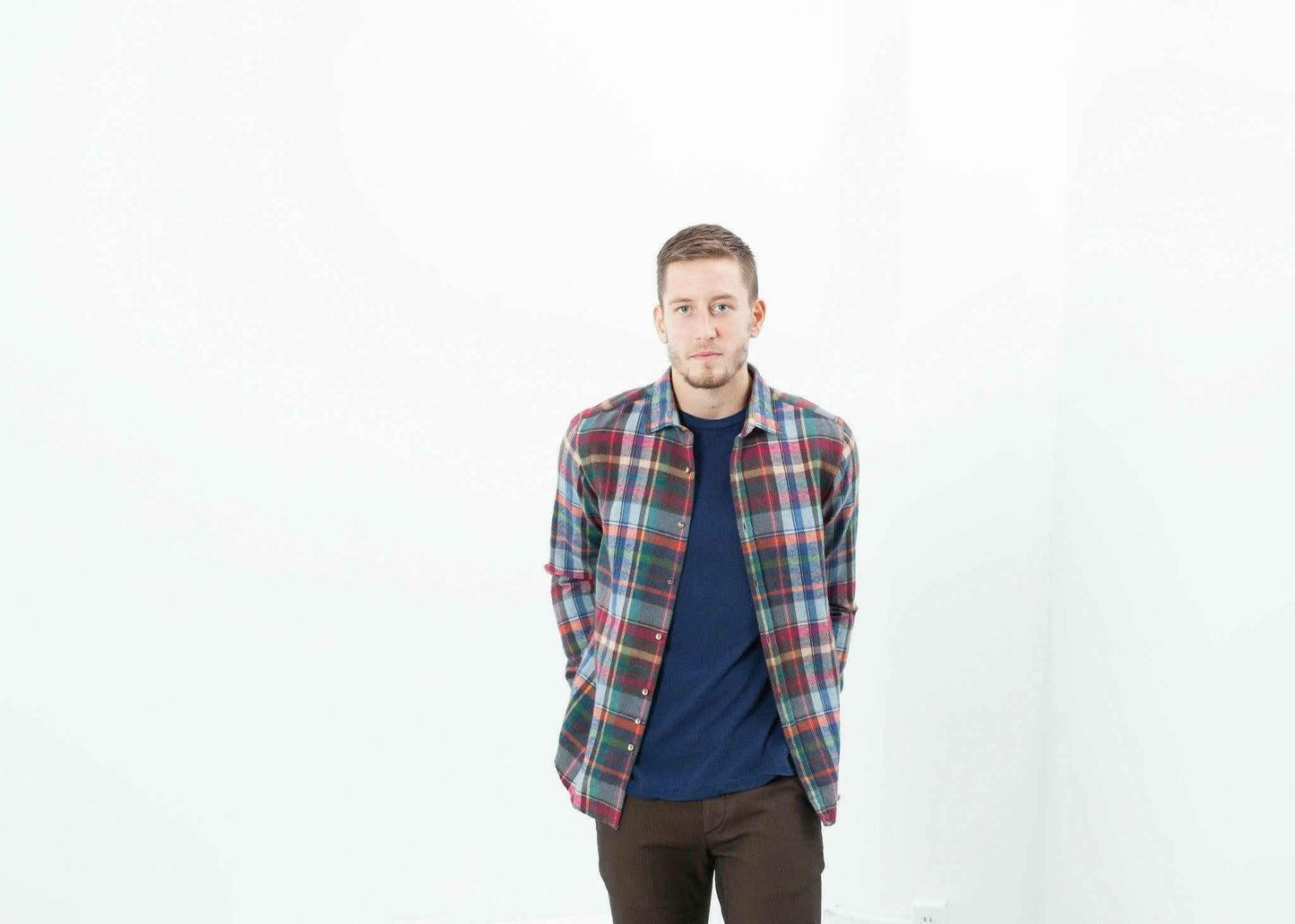 Riccardo Button-Up in Plaid Multi.