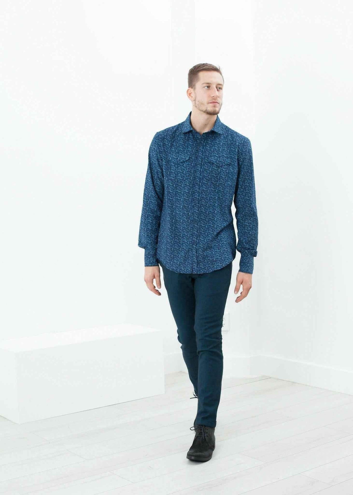 Western Arkansas Button-Up in Blue Floral.