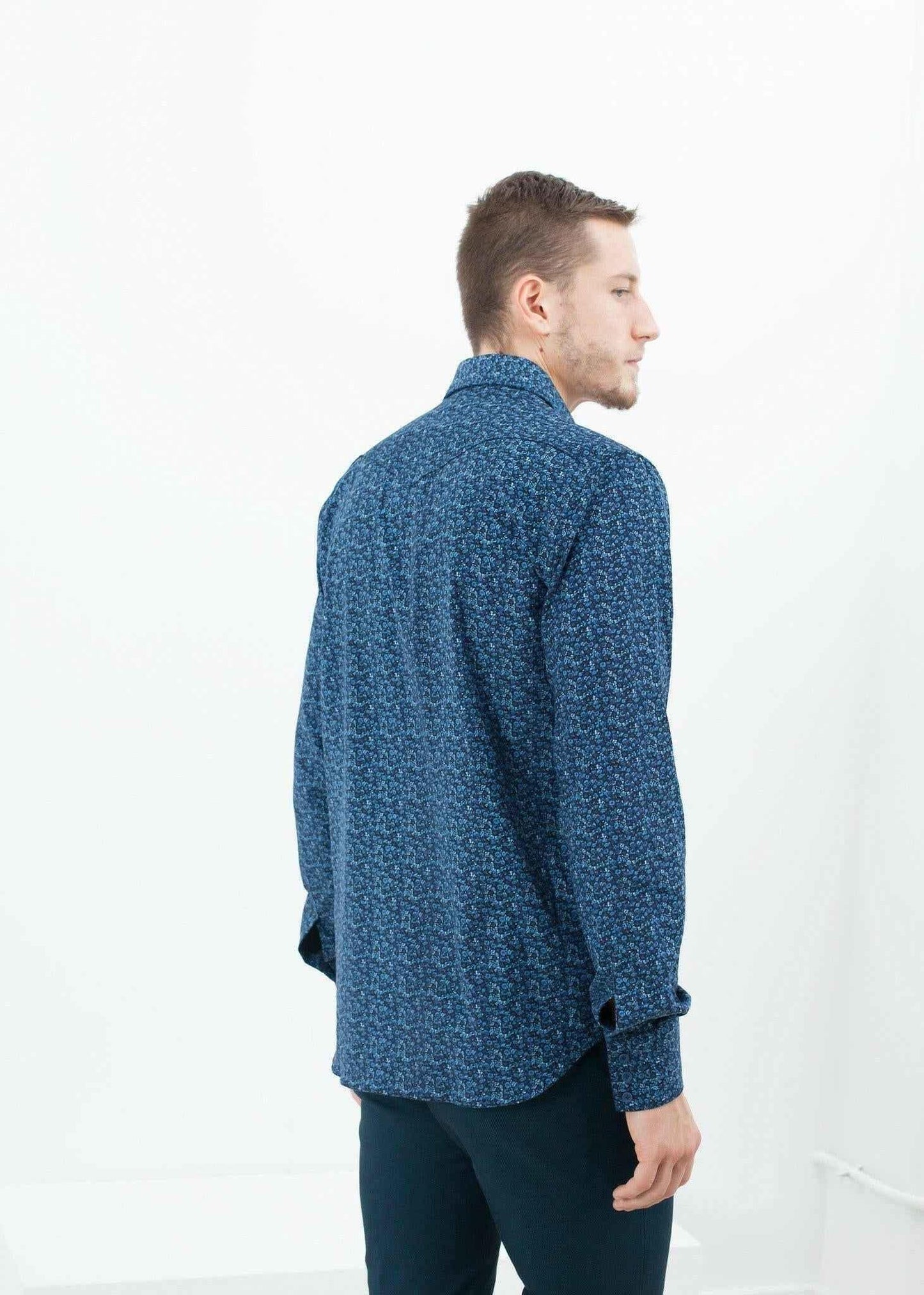 Western Arkansas Button-Up in Blue Floral.