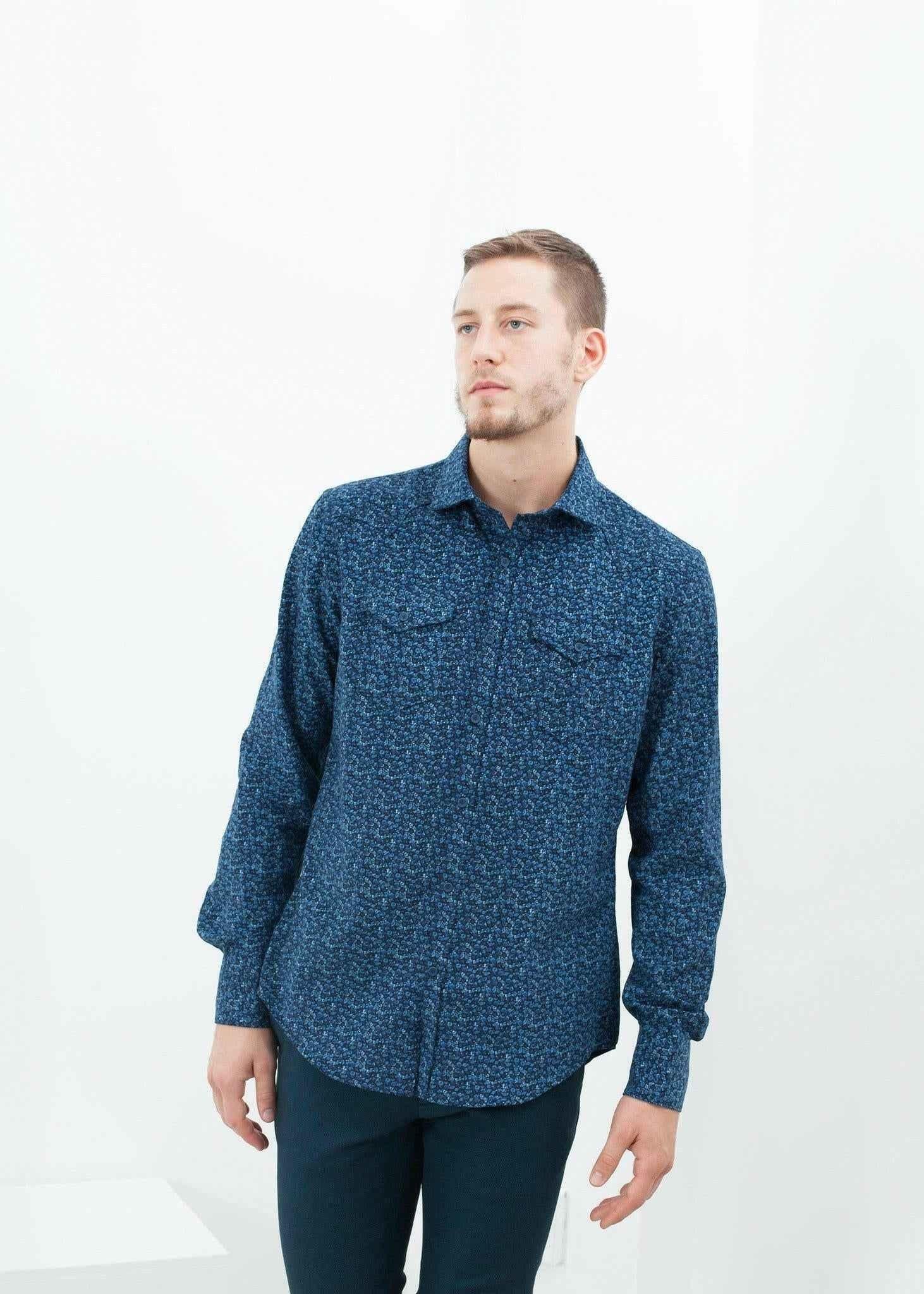 Western Arkansas Button-Up in Blue Floral.