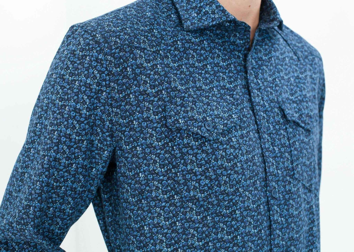 Western Arkansas Button-Up in Blue Floral.