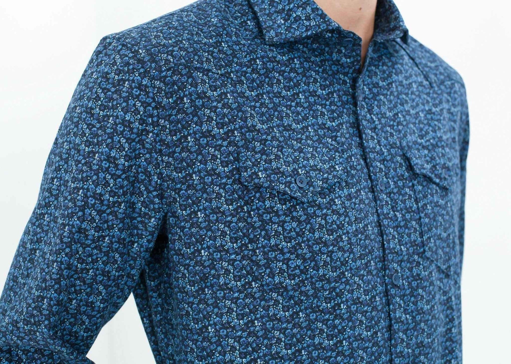 Western Arkansas Button-Up in Blue Floral.
