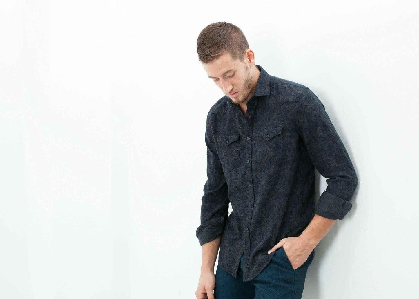 Western Arkansas Button-Up in Dark Hash Floral.