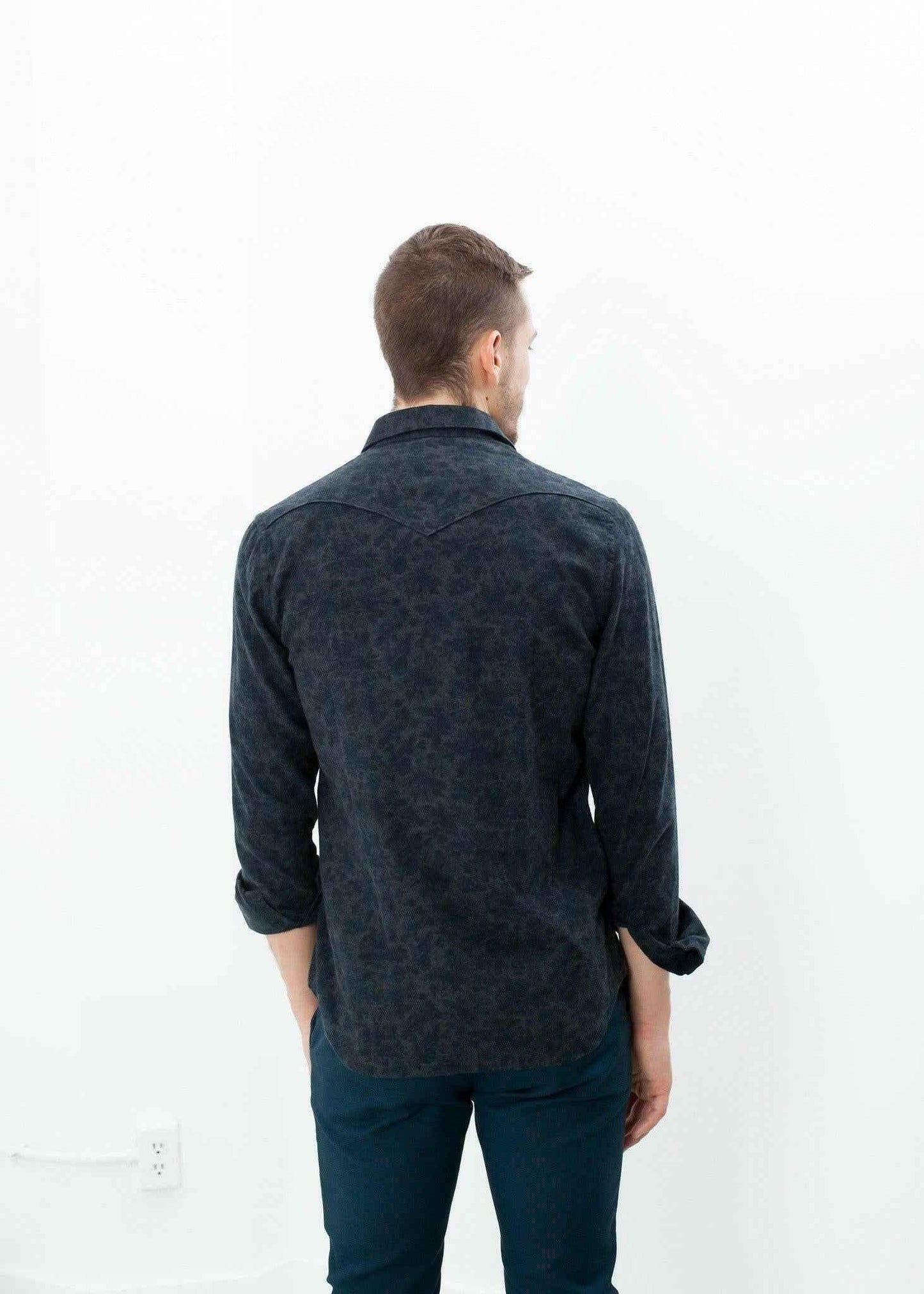 Western Arkansas Button-Up in Dark Hash Floral.