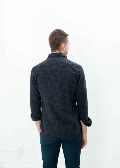 Western Arkansas Button-Up in Dark Hash Floral.