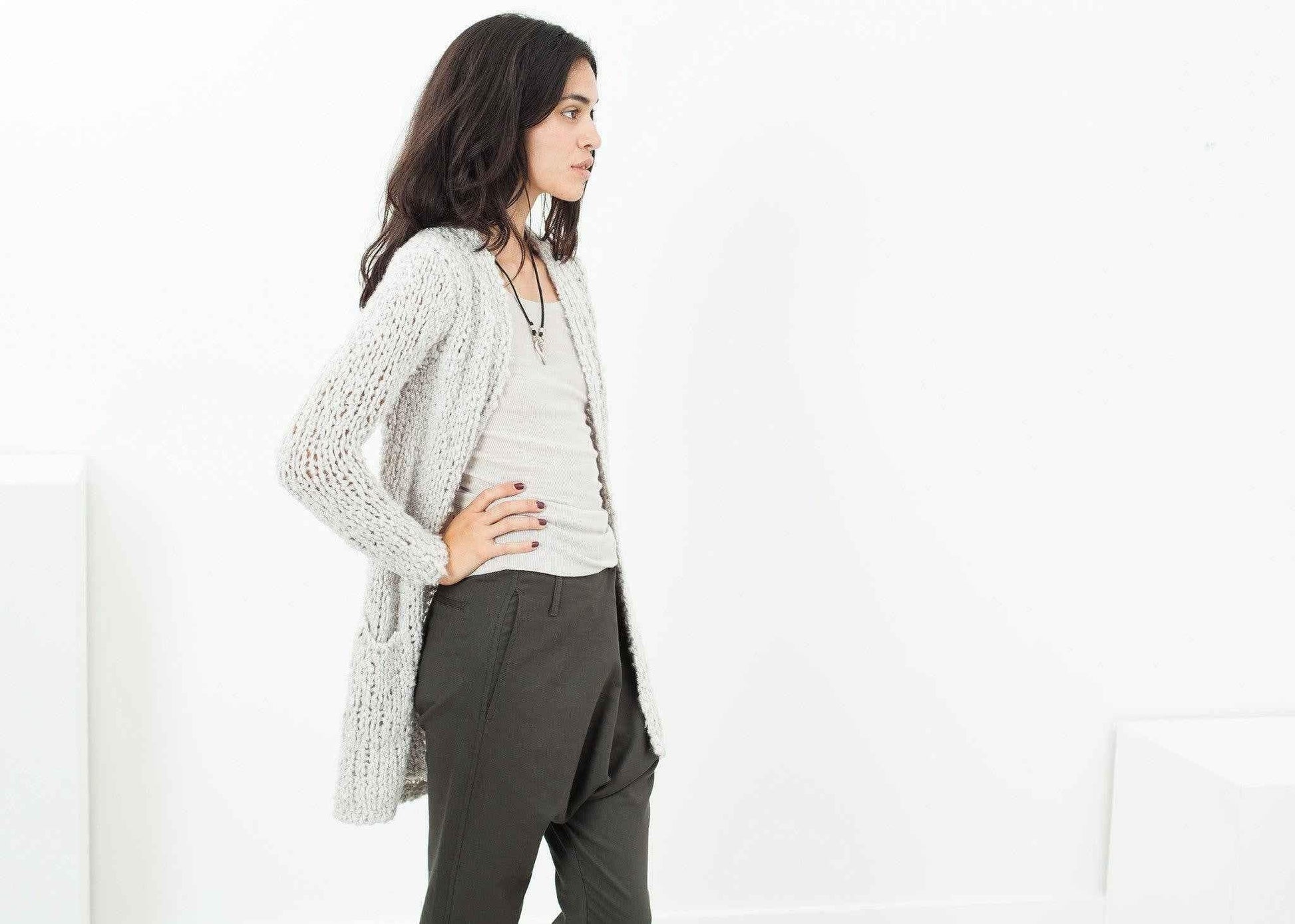 Bulk Stitch Cardigan in Cloud.