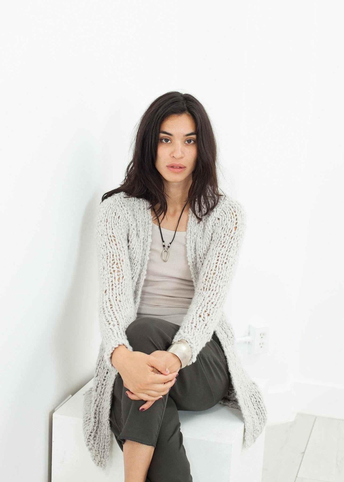 Bulk Stitch Cardigan in Cloud.