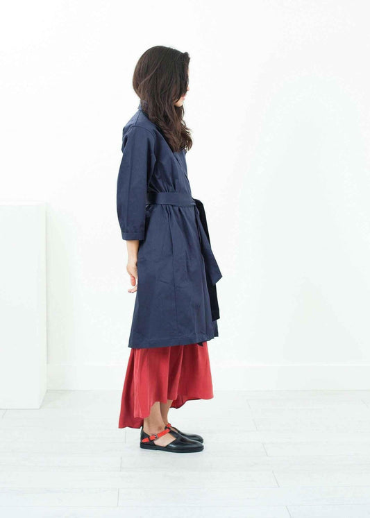 Sateen Trench in Navy.
