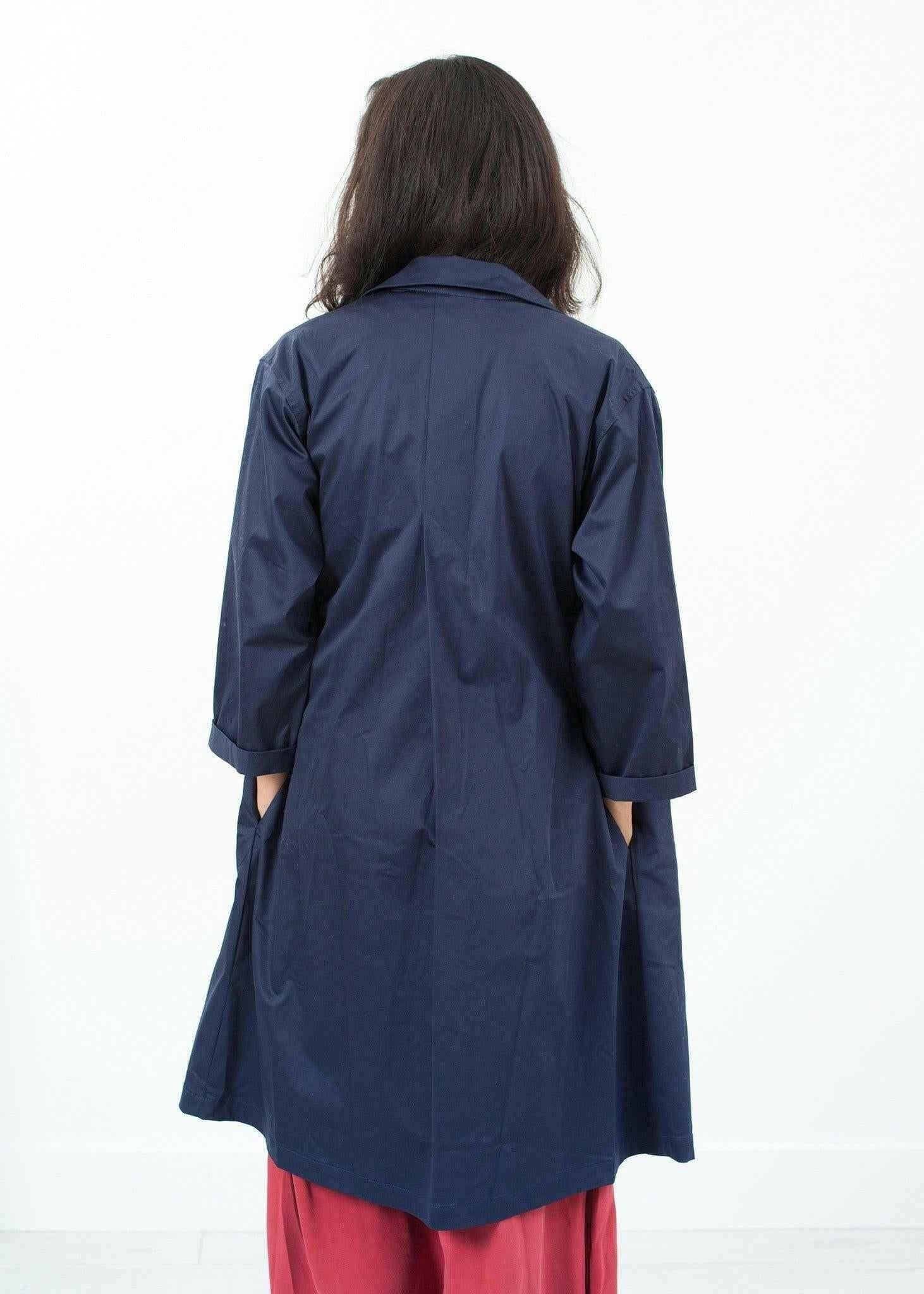 Sateen Trench in Navy.