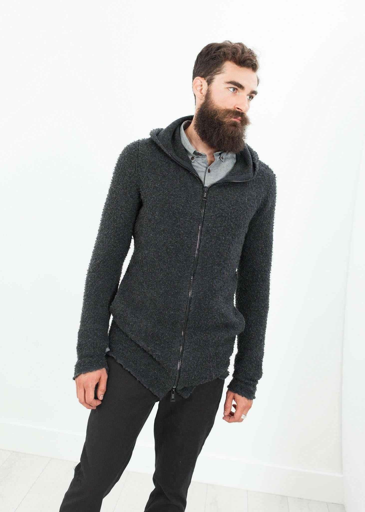 Pill Zip Sweater in Anthracite.