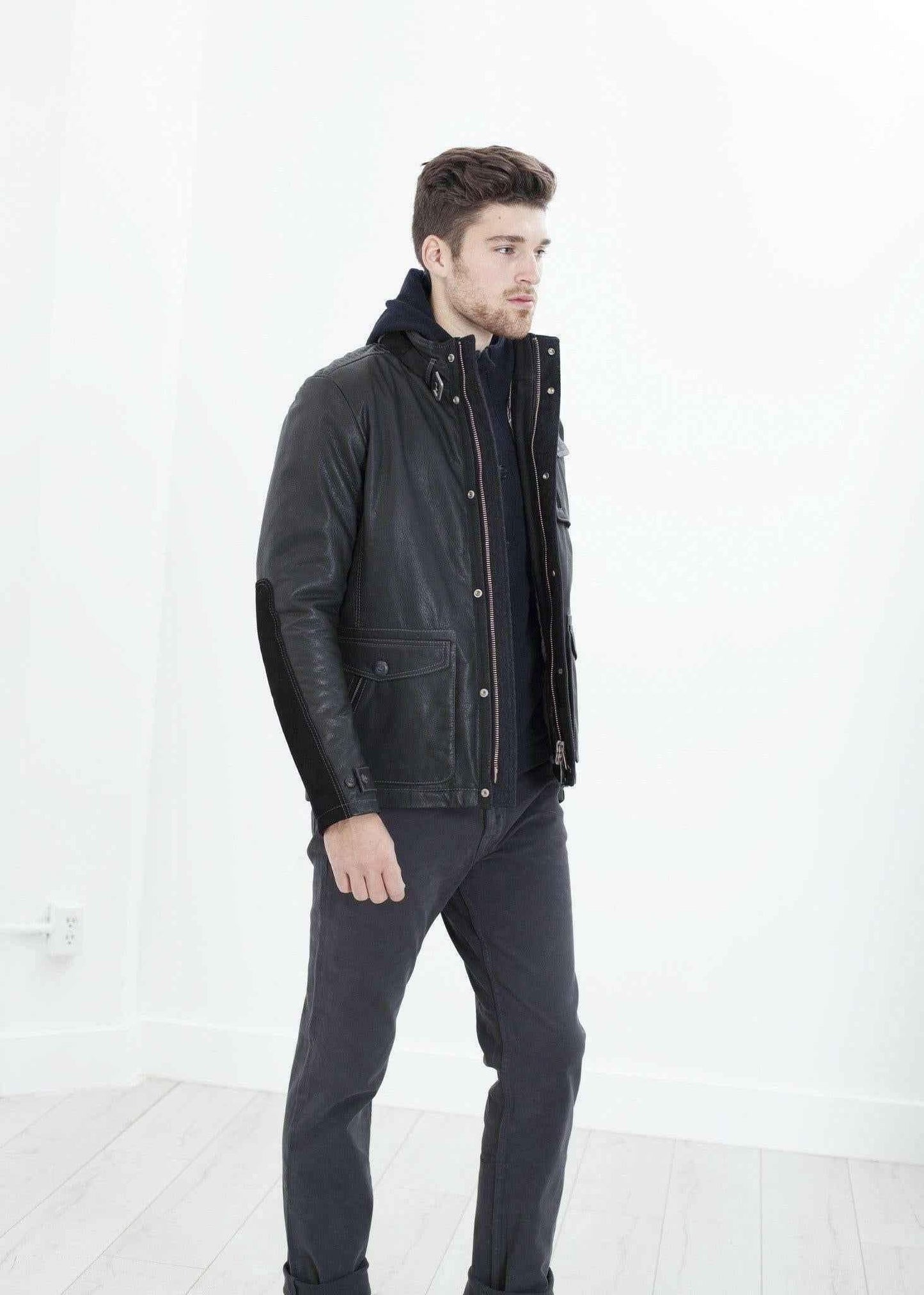 Prince Leather Field Jacket in Meteor.